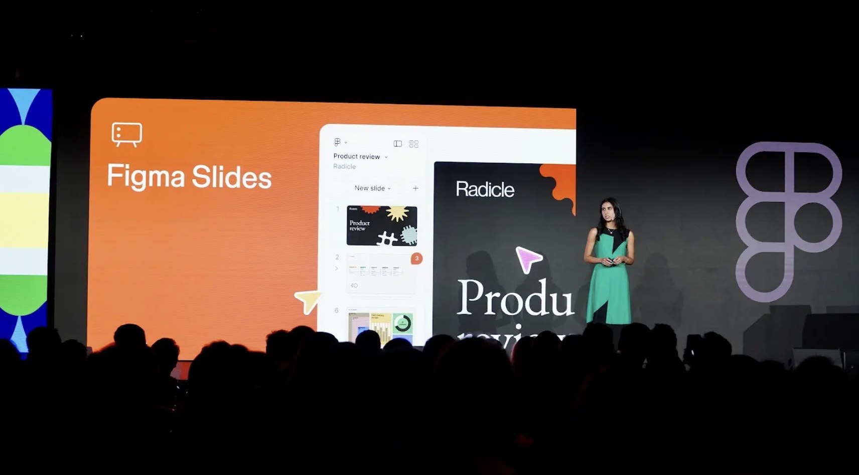 Mihika on stage at Figma Config presenting Figma Slides